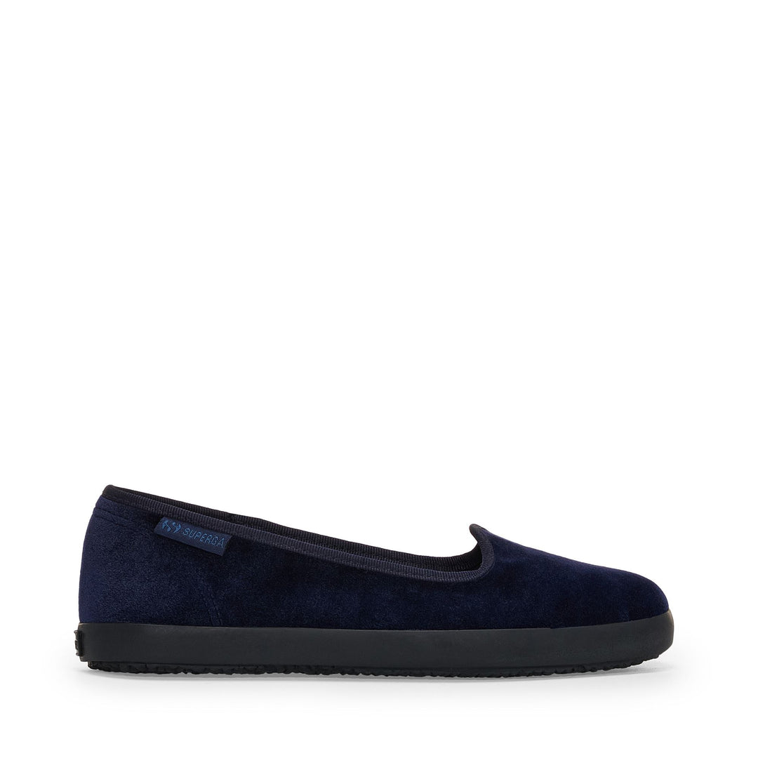 Ballerina da donna blu navy con tomaia in velluto 01