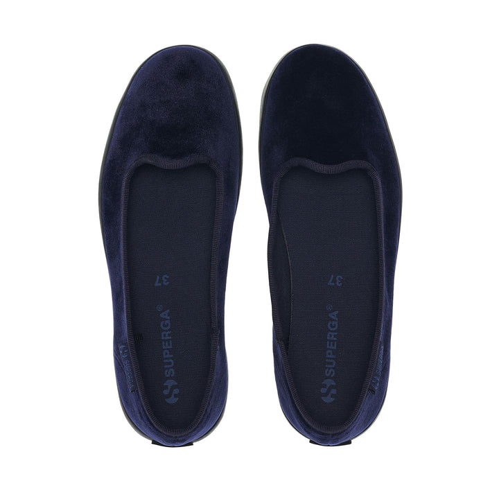 Damenballerina in Marineblau mit Obermaterial aus Samt 4