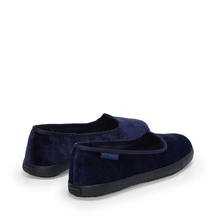 Ballerina da donna blu navy con tomaia in velluto 3