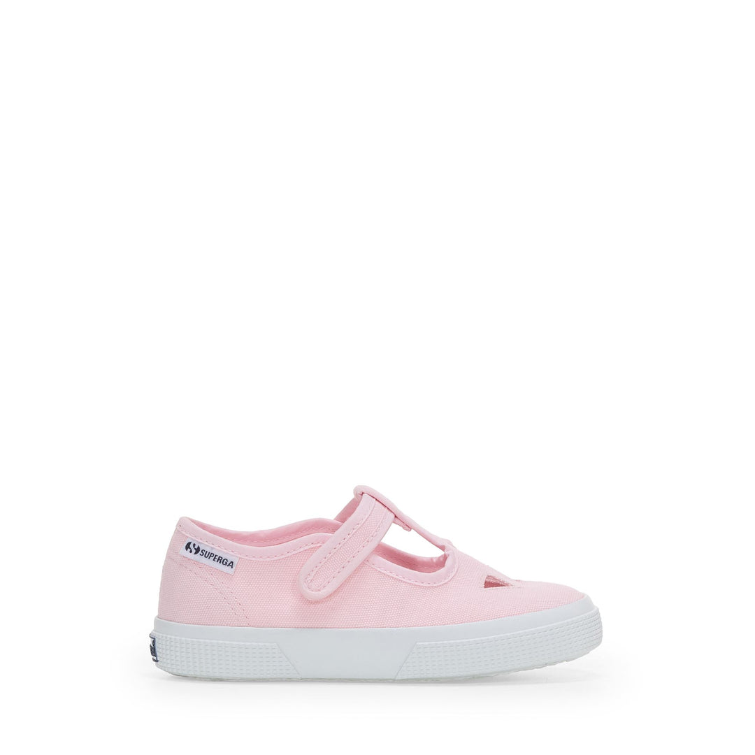 Sandali rosa per bambini con tomaia in cotone 01