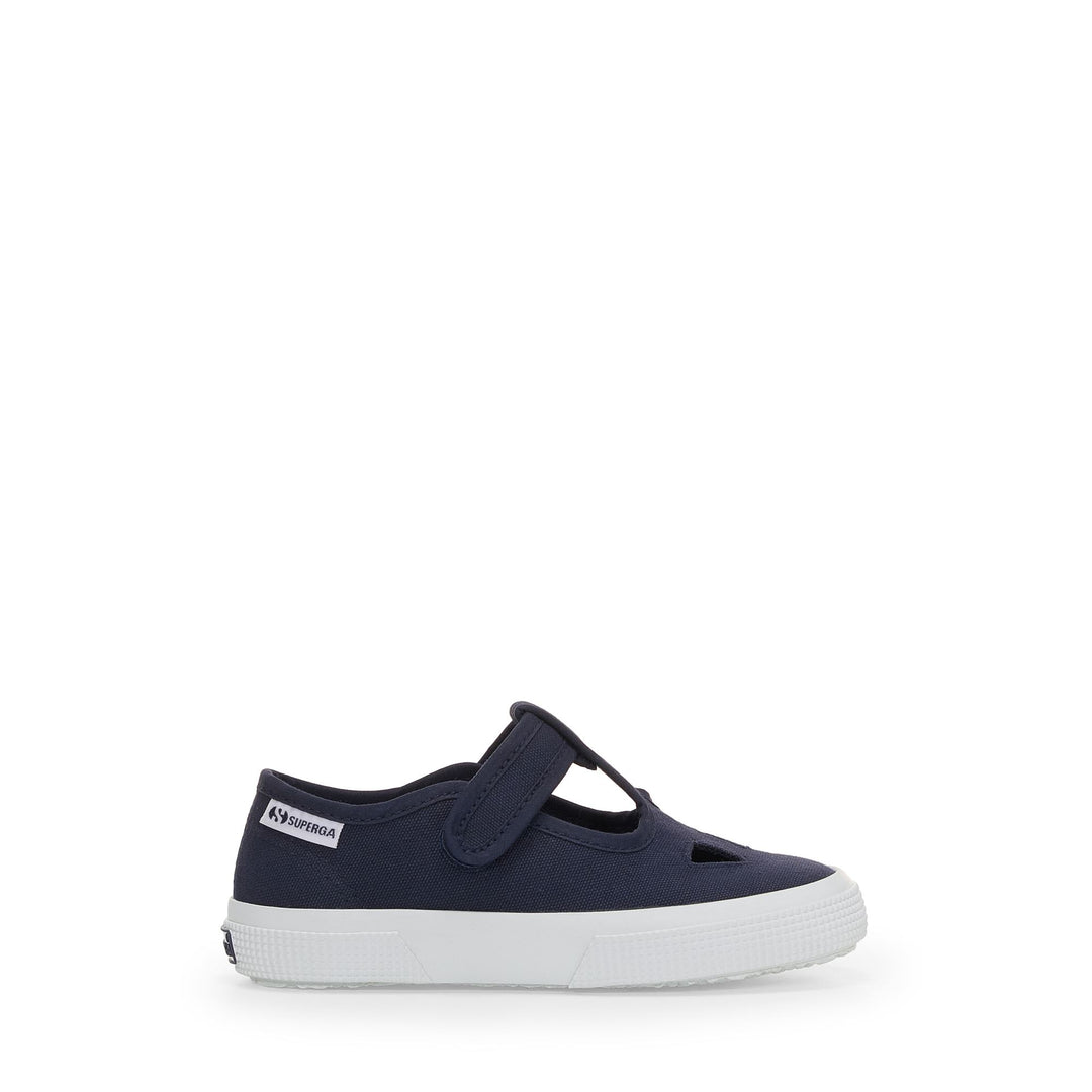 Sandali blu navy per bambini con tomaia in cotone 01