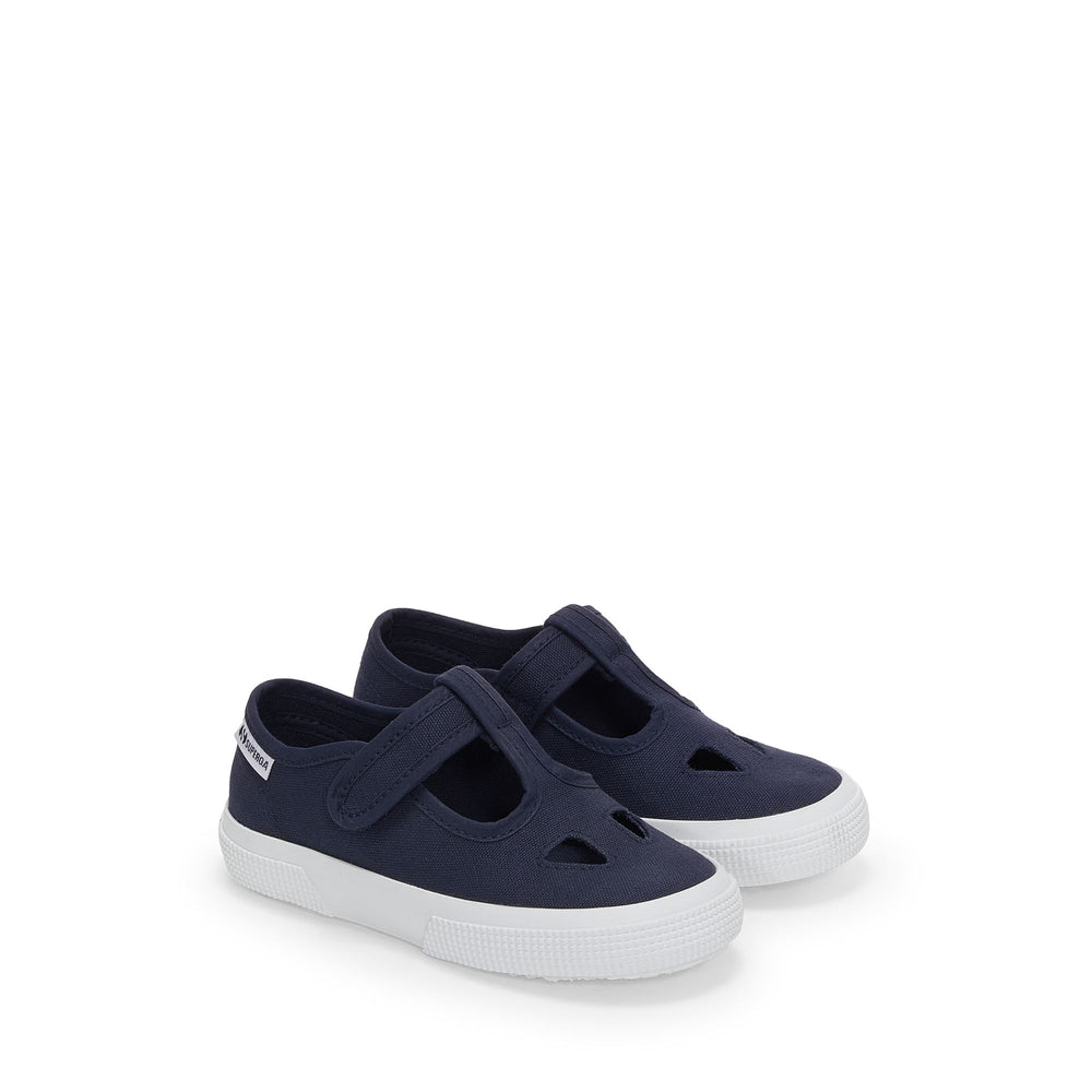 Sandali blu navy per bambini con tomaia in cotone 02