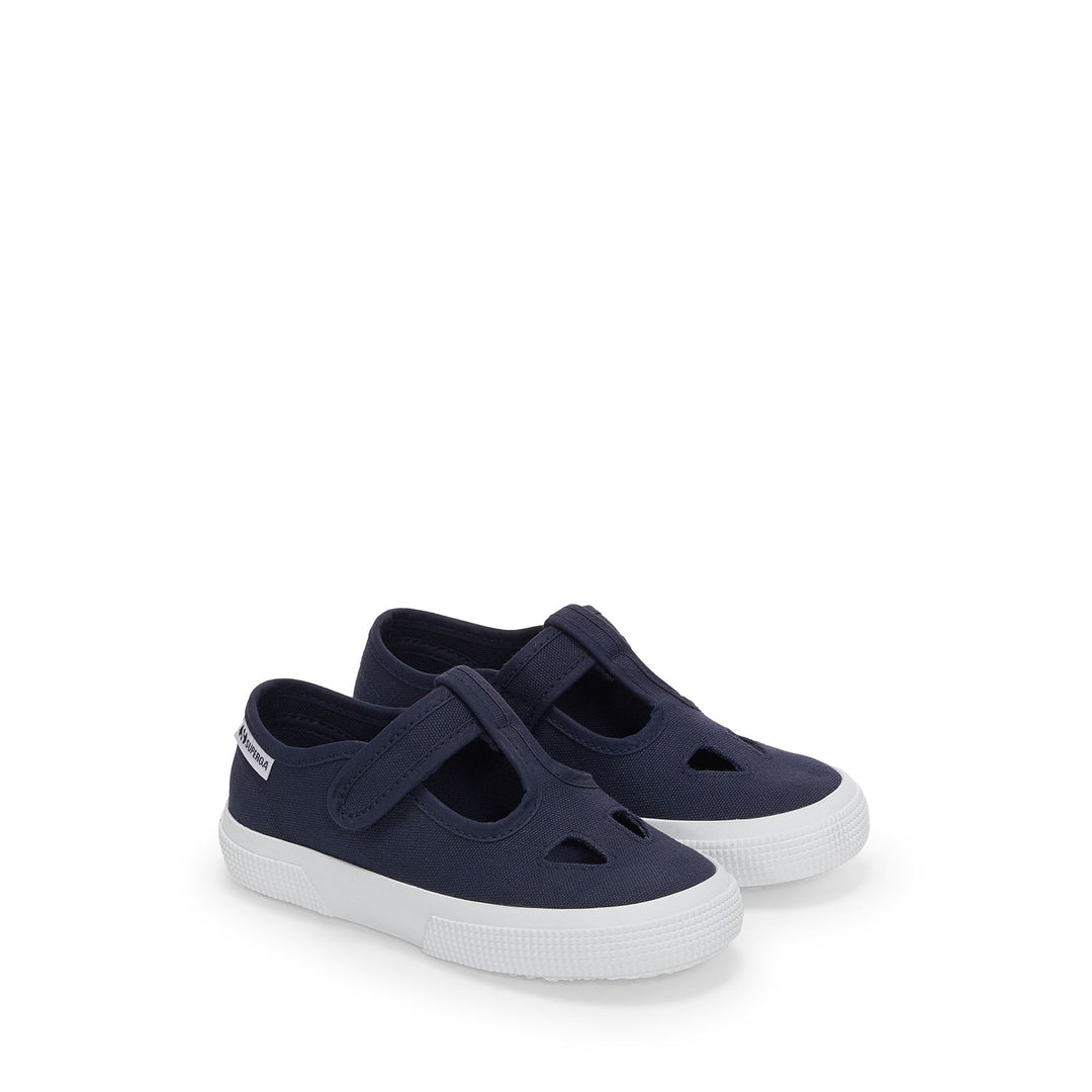 Sandali blu navy per bambini con tomaia in cotone main