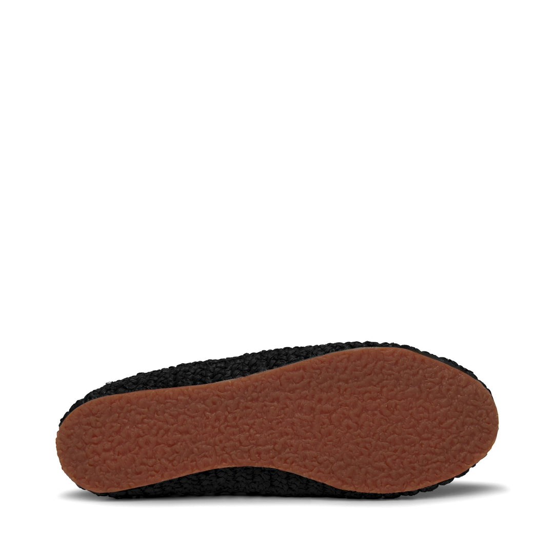 Ballerines noires pour femme avec empeigne en raphia crocheté main