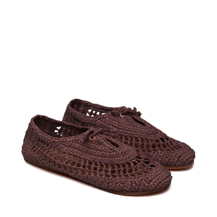 Woman's Brown Ballerina with Handwoven Raffia Crochet Upper 2