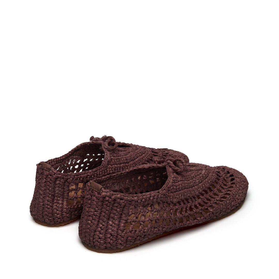 Woman's Brown Ballerina with Handwoven Raffia Crochet Upper main