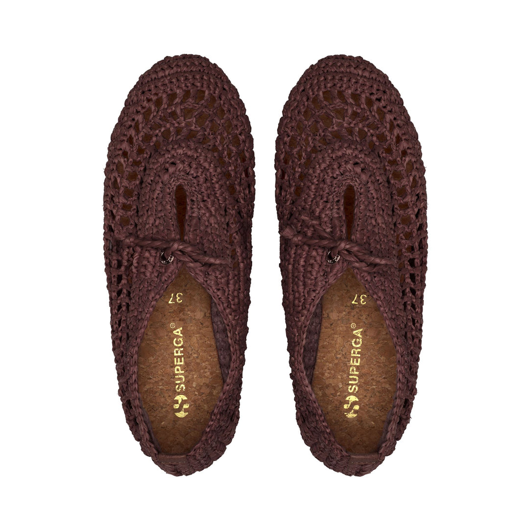 Woman's Brown Ballerina with Handwoven Raffia Crochet Upper main