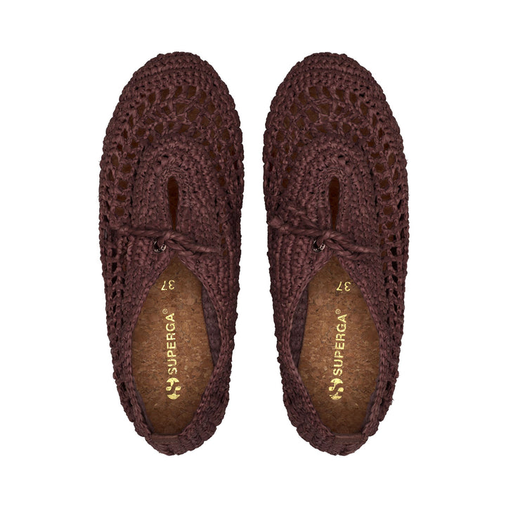 Woman's Brown Ballerina with Handwoven Raffia Crochet Upper 4