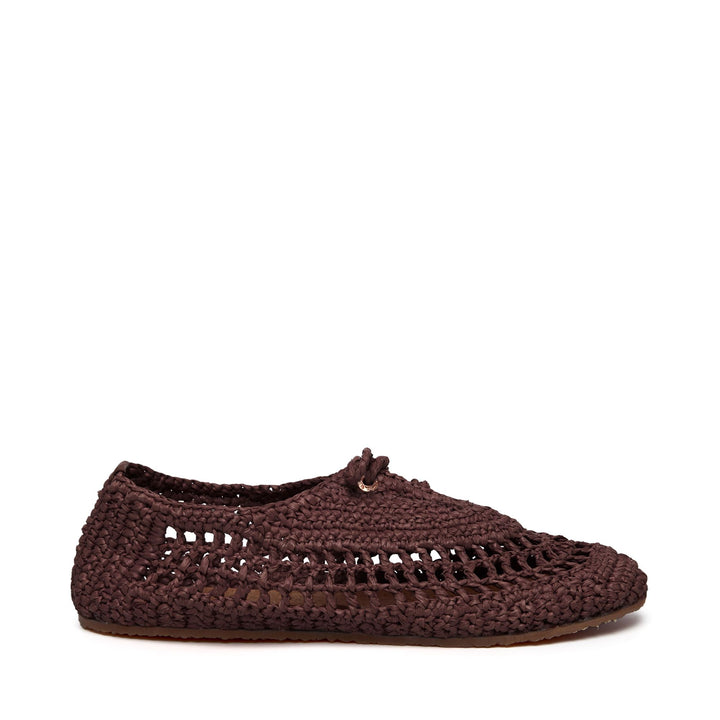 Woman's Brown Ballerina with Handwoven Raffia Crochet Upper 1