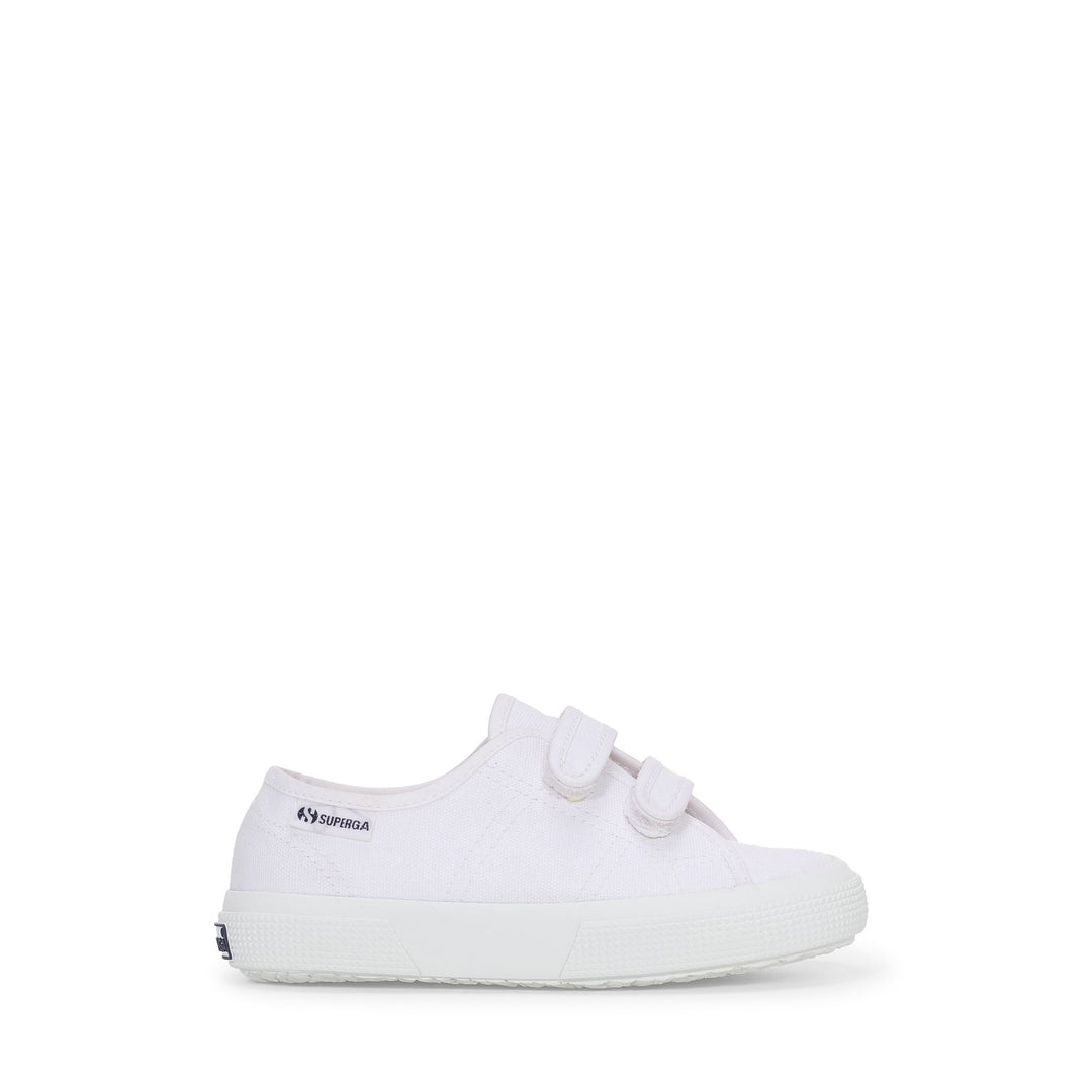 Sneakers bianche per bambini con tomaia in cotone 01