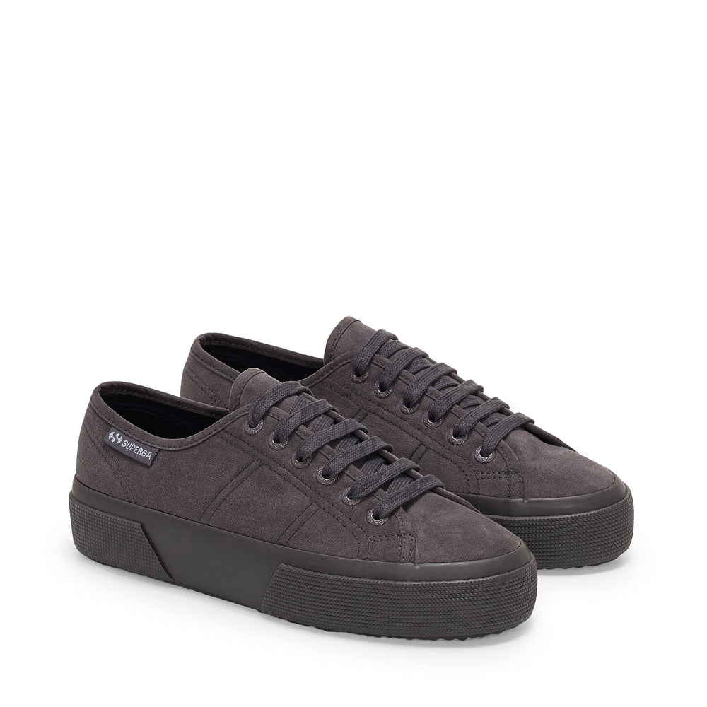 Woman's Platform Grey Sneakers with Microfiber Upper 02