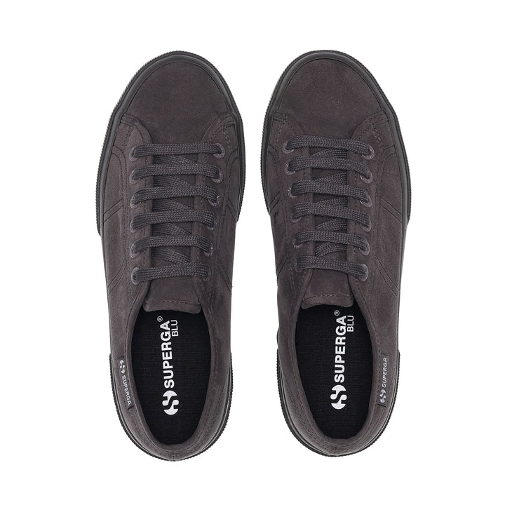 Graue Plateau-Sneakers für Damen mit Obermaterial aus Mikrofaser 4