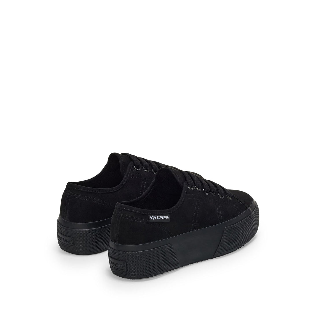 Zapatillas negras de cuña para mujer con parte superior de microfibra main