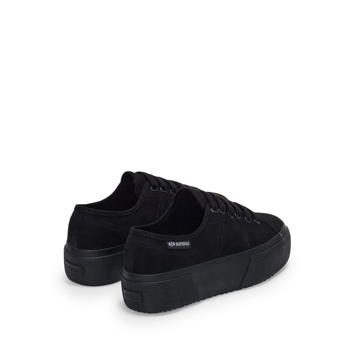 Zapatillas negras de cuña para mujer con parte superior de microfibra 3