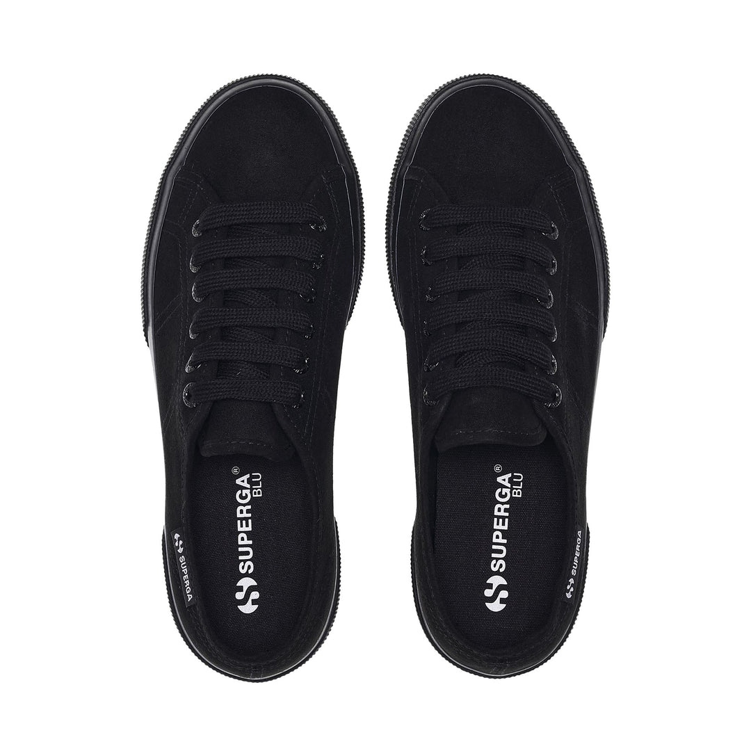 Zapatillas negras de cuña para mujer con parte superior de microfibra main