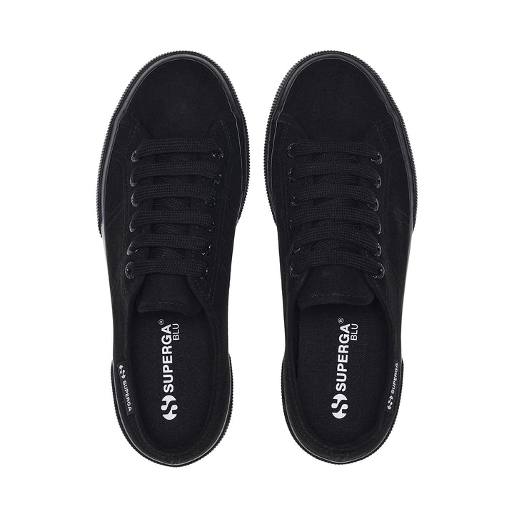 Zapatillas negras de cuña para mujer con parte superior de microfibra 4