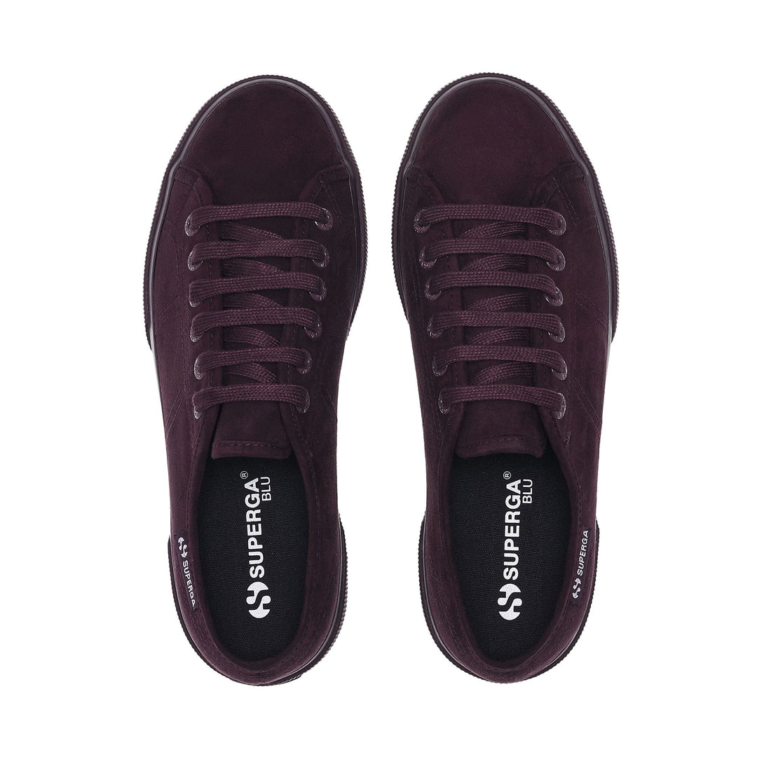 Bordeauxfarbene Keilsneaker für Damen mit Obermaterial aus Mikrofaser main