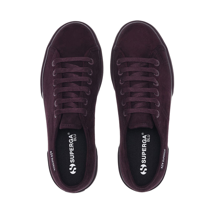 Bordeauxfarbene Keilsneaker für Damen mit Obermaterial aus Mikrofaser 4