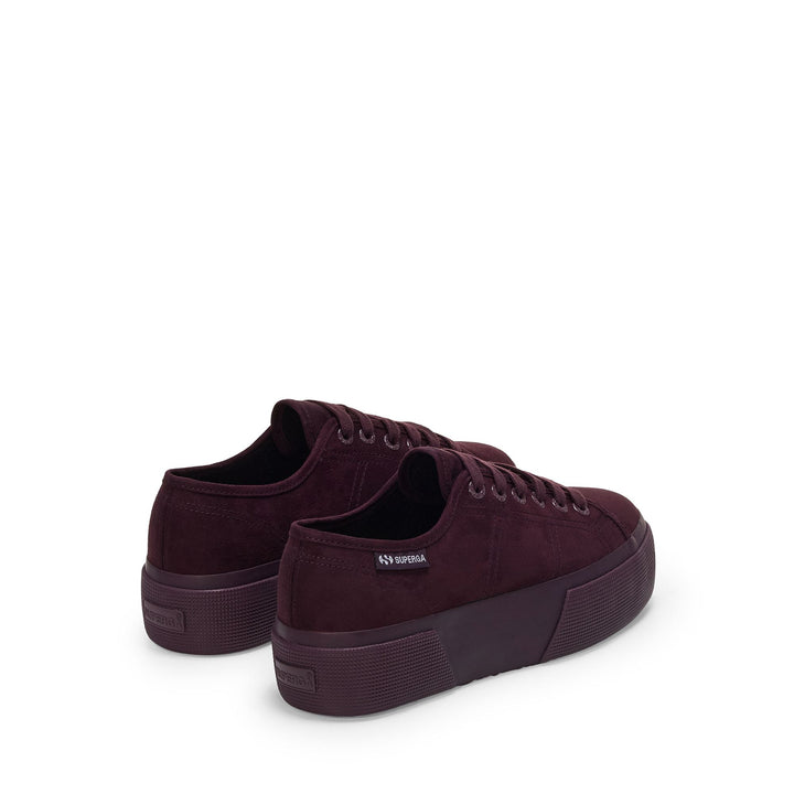 Bordeauxfarbene Keilsneaker für Damen mit Obermaterial aus Mikrofaser 3