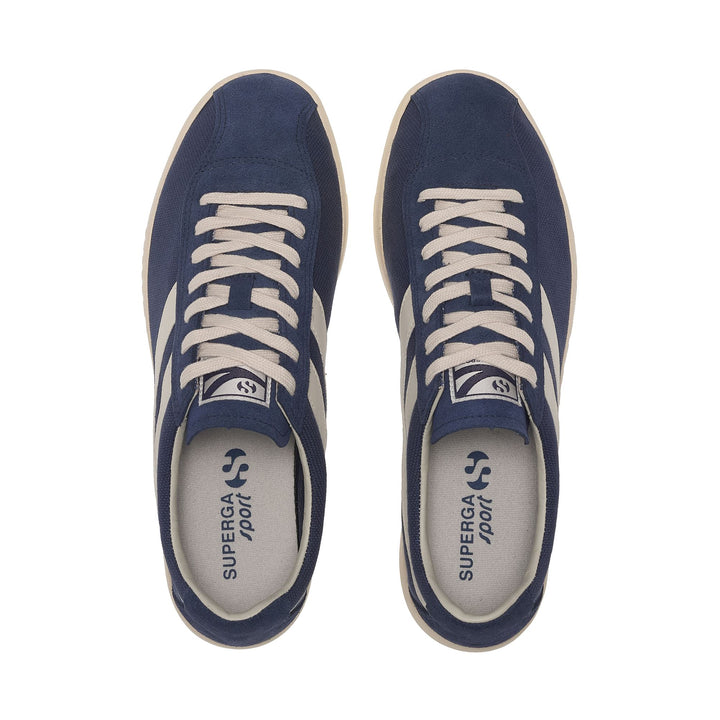 Unisex-Sneaker in Marineblau mit niedrigem Schaft und Obermaterial aus Baumwolle und Wildleder 4