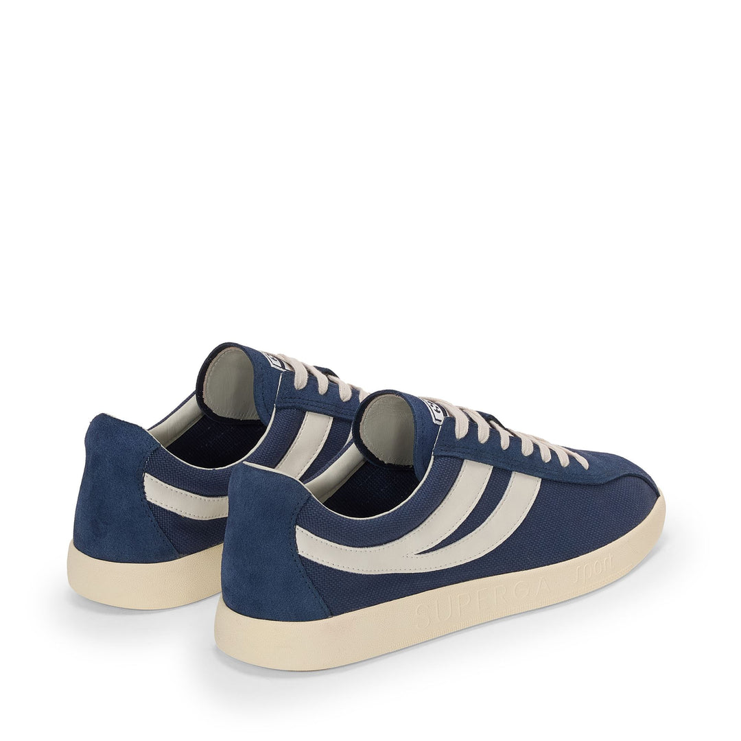 Zapatillas unisex de corte bajo en azul marino con parte superior de algodón y ante main