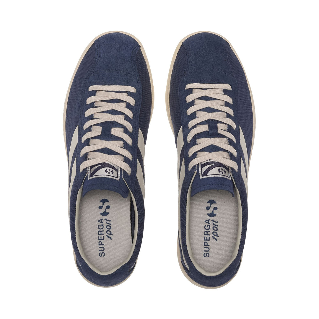 Zapatillas unisex de corte bajo en azul marino con parte superior de algodón y ante main