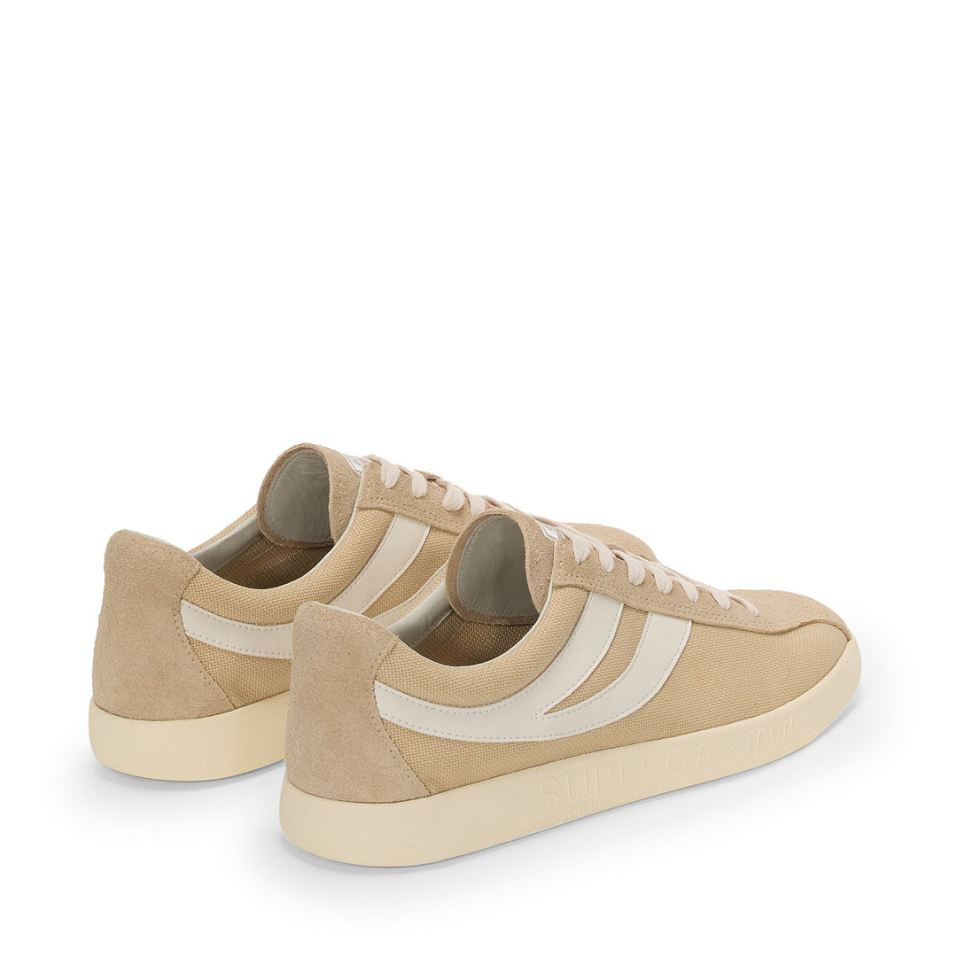 Unisex-Sneaker in Beige mit niedrigem Schaft und Obermaterial aus Baumwolle und Wildleder main