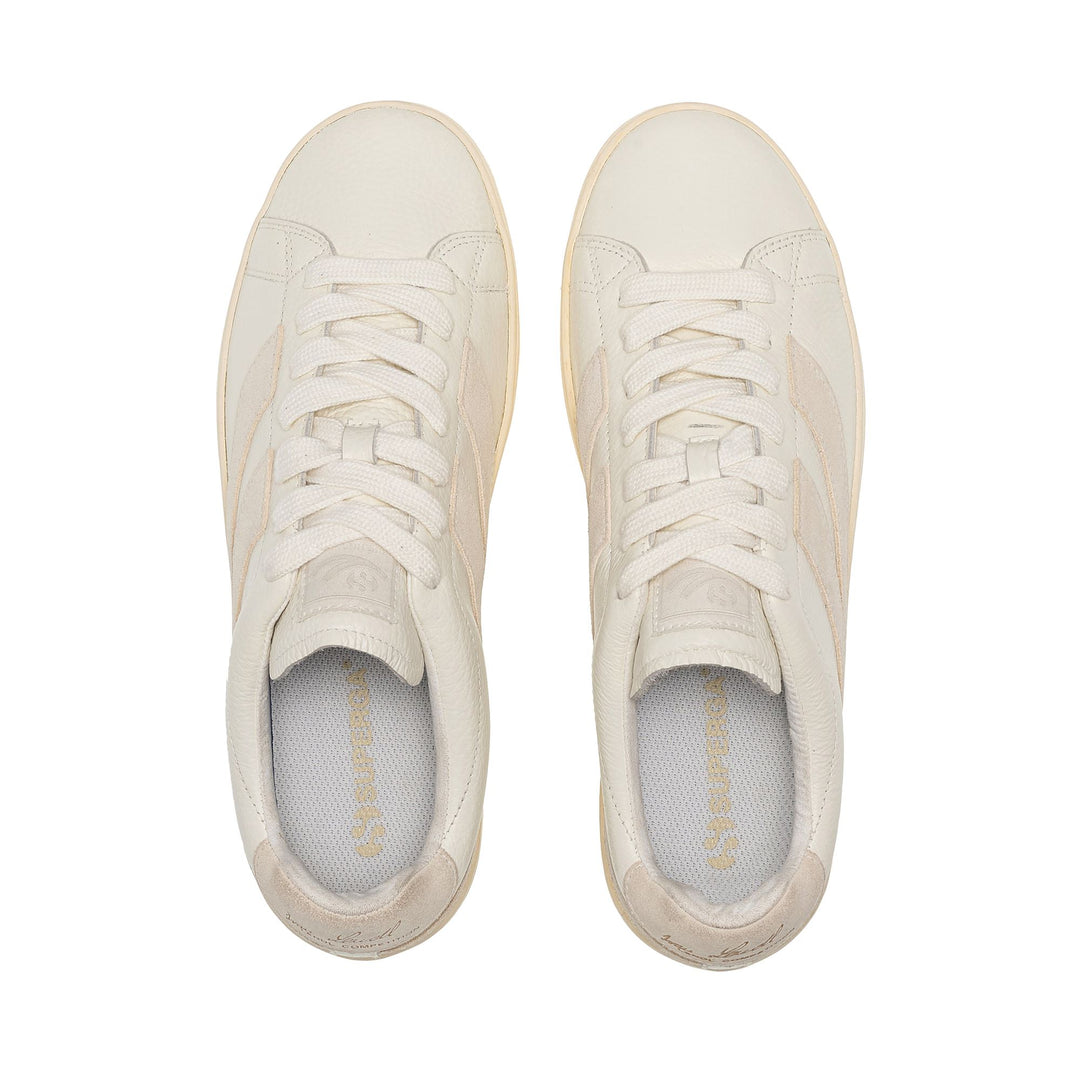 Unisex White Low Cut Sneakers with Leather Upper main