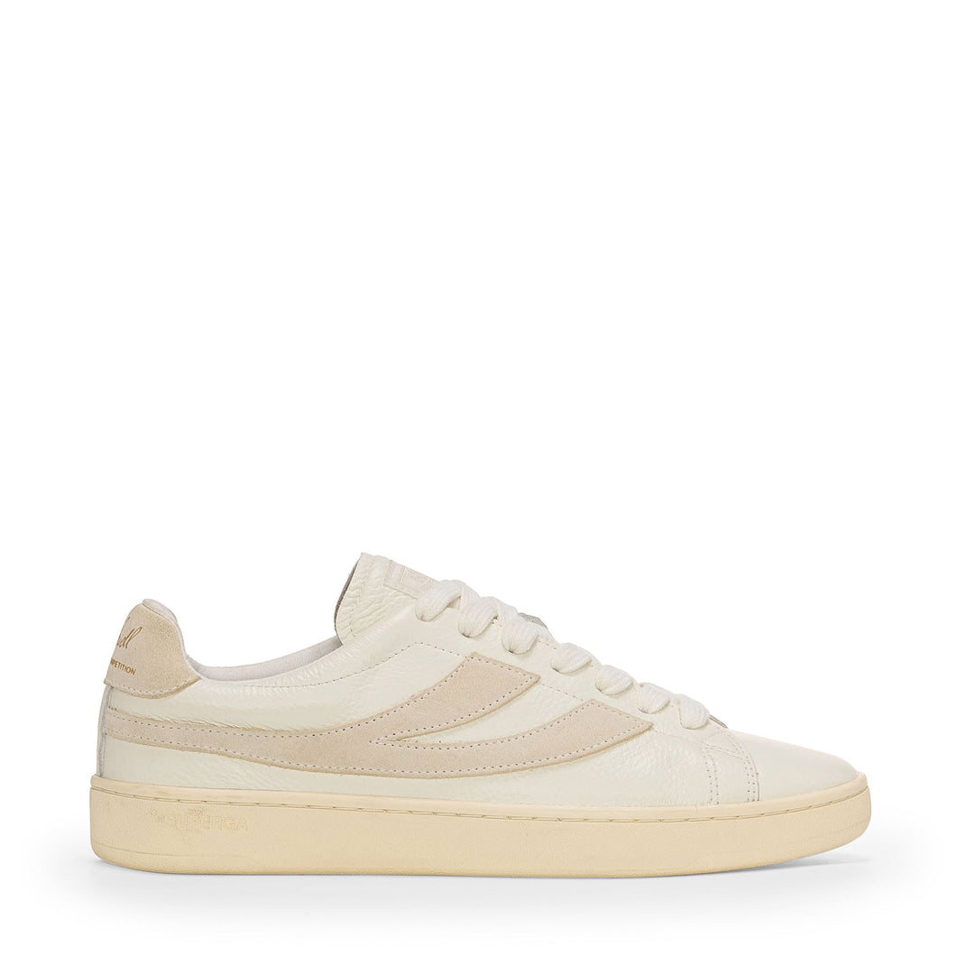 Unisex White Low Cut Sneakers with Leather Upper main