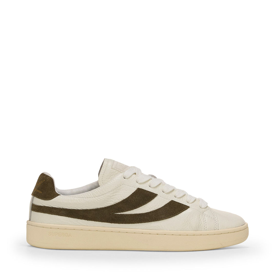 Weiße Unisex-Sneaker mit niedrigem Schnitt und Obermaterial aus Leder 01