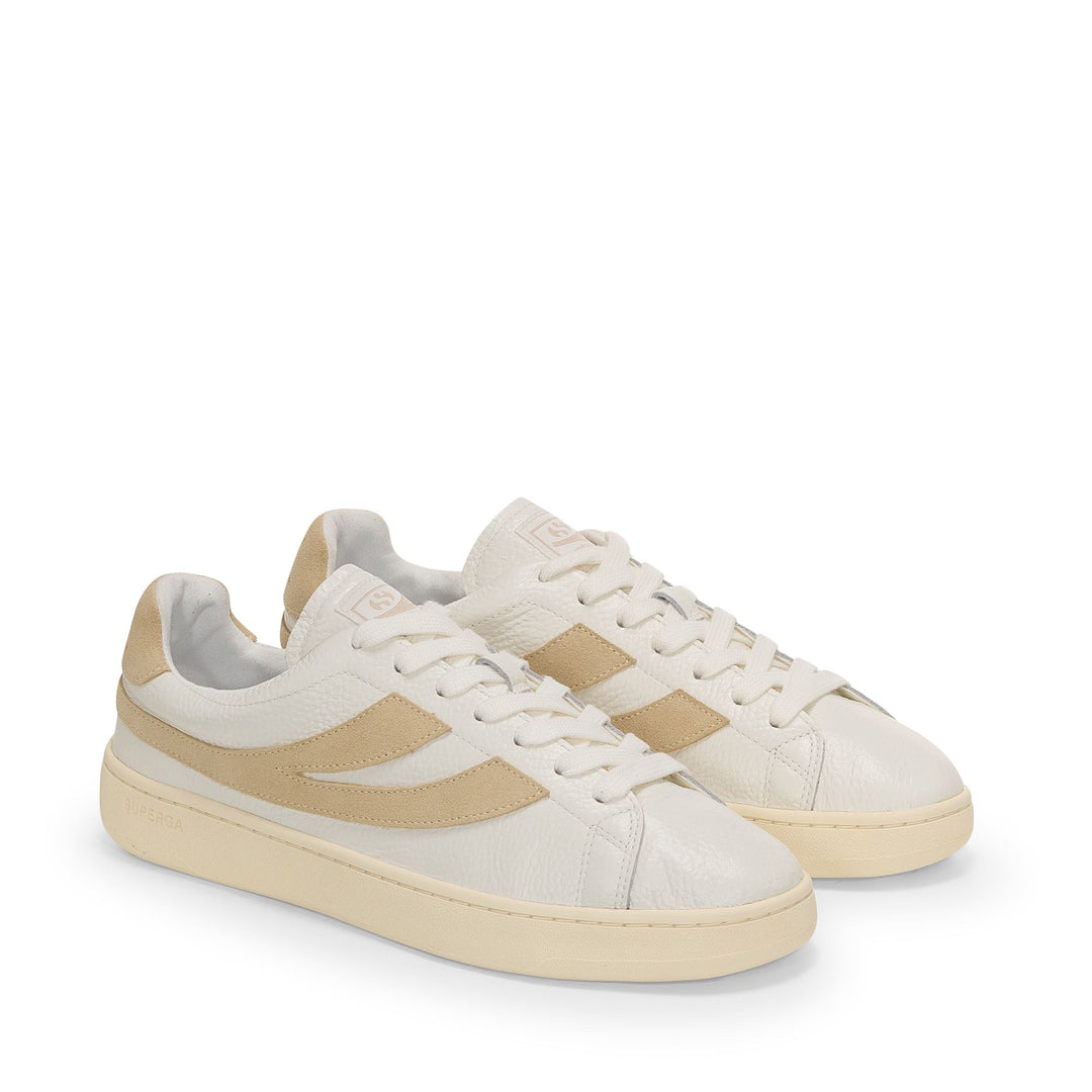 Unisex White Low Cut Sneakers with Leather Upper main