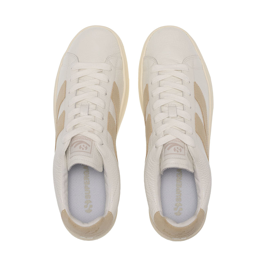 Unisex White Low Cut Sneakers with Leather Upper main