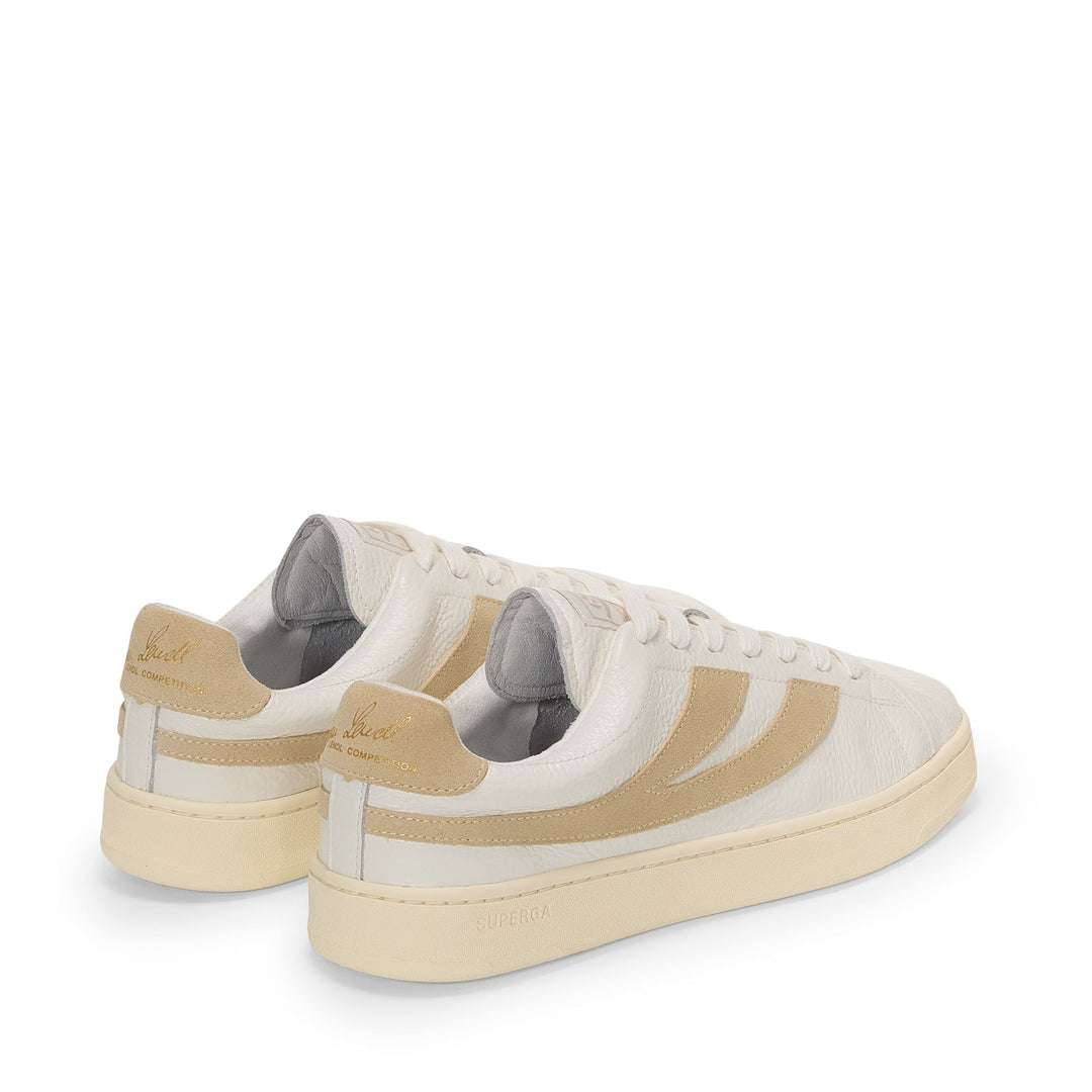 Unisex White Low Cut Sneakers with Leather Upper main