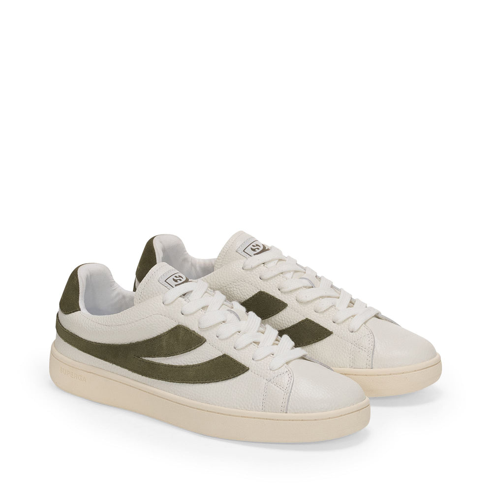 4833 LENDL - Sneakers - Low Cut - Unisex - White Avorio-Moss Green-Off Yellow 02