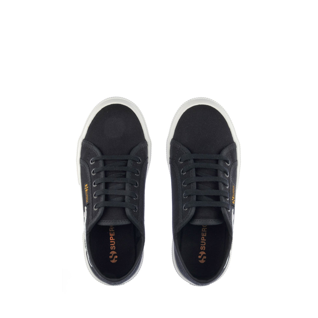 Le Superga Boy 2750 KIDS DINO Sneaker BLACK-DINOSAUR FOOTPRINTS Dressed Back (jpg Rgb)		