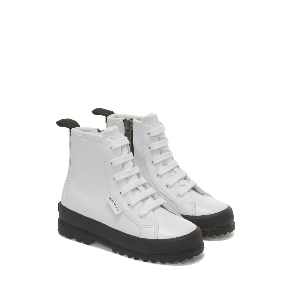Ankle Boots Kid unisex 2643 KIDS ALPINA VEGAN MATERIAL Zip WHITE Dressed Front (jpg Rgb)	