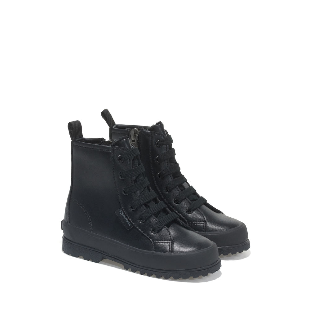 Ankle Boots Kid unisex 2643 KIDS ALPINA VEGAN MATERIAL Zip TOTAL BLACK Dressed Front (jpg Rgb)	