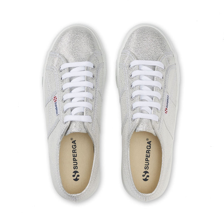 Zapatillas grises de plataforma para mujer con parte superior de lamé 4
