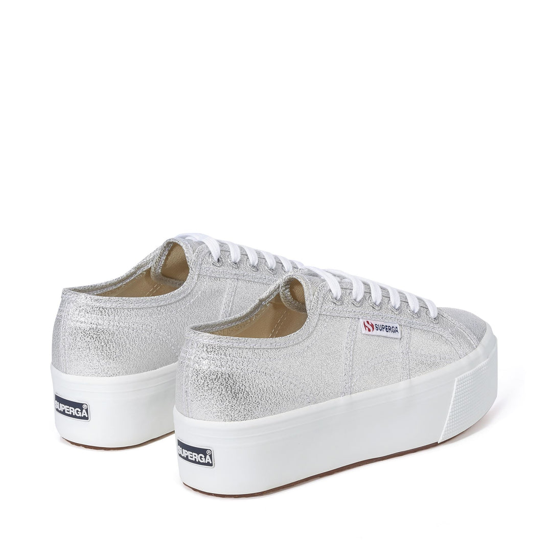 Zapatillas grises de plataforma para mujer con parte superior de lamé main
