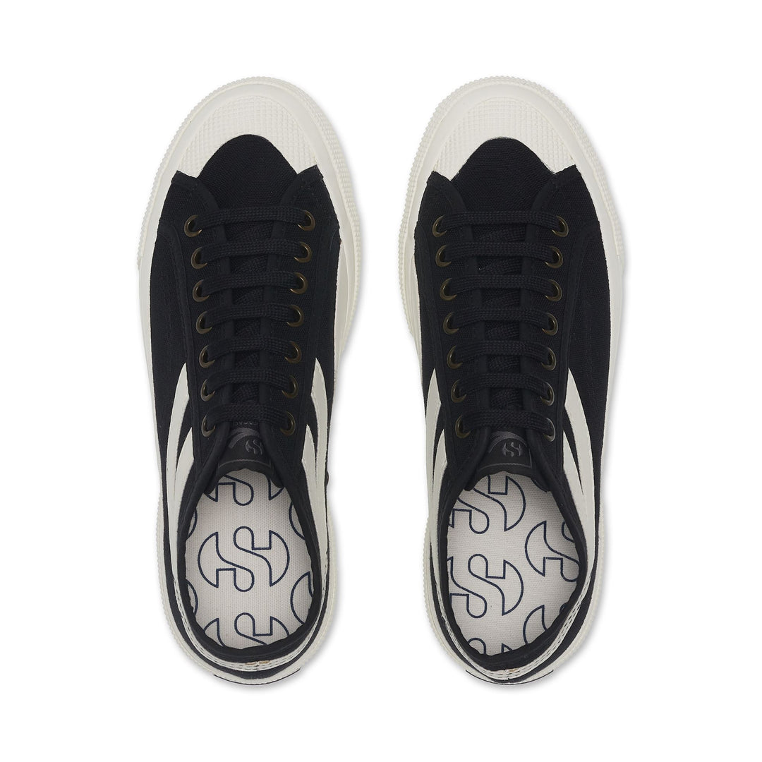 Le Superga Unisex 2750 PANATTA 3.0 Sneaker BLACK-WHITE AVORIO Dressed Back (jpg Rgb)		