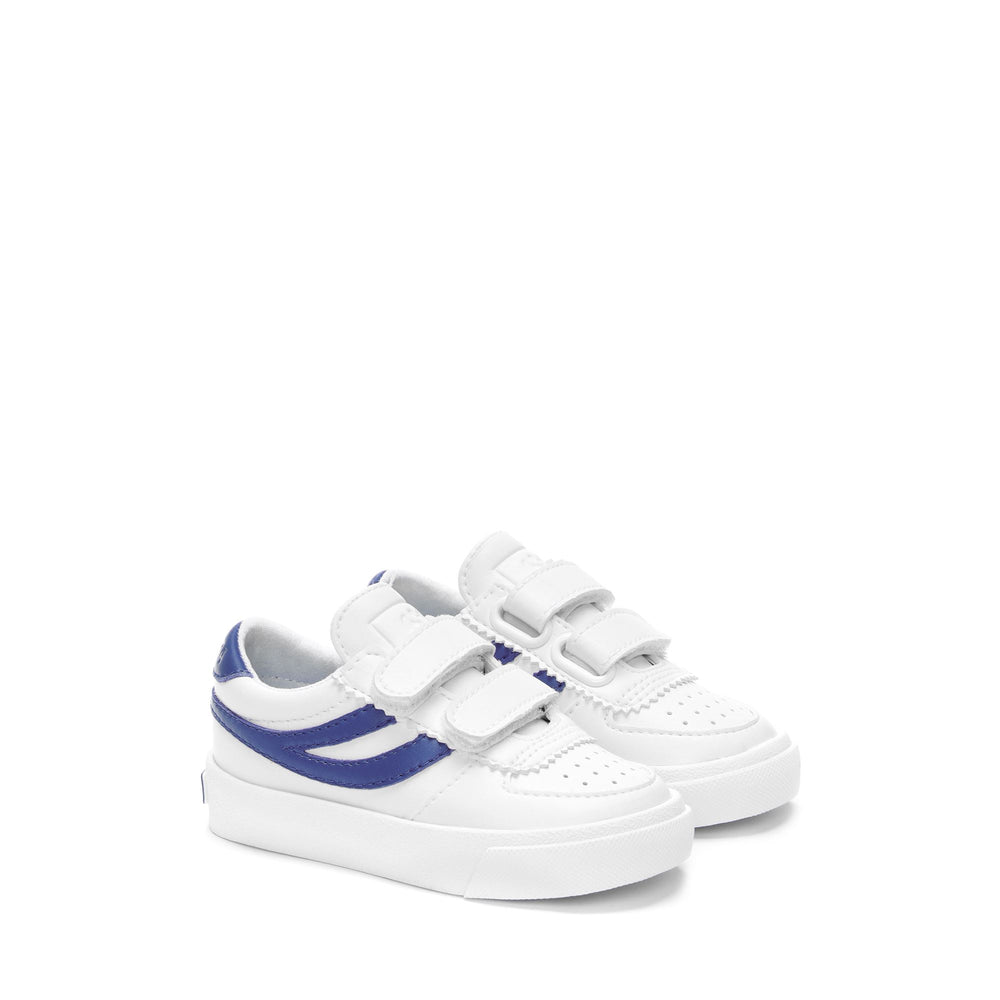 Sneakers basse bianche per bambini con tomaia sintetica 02