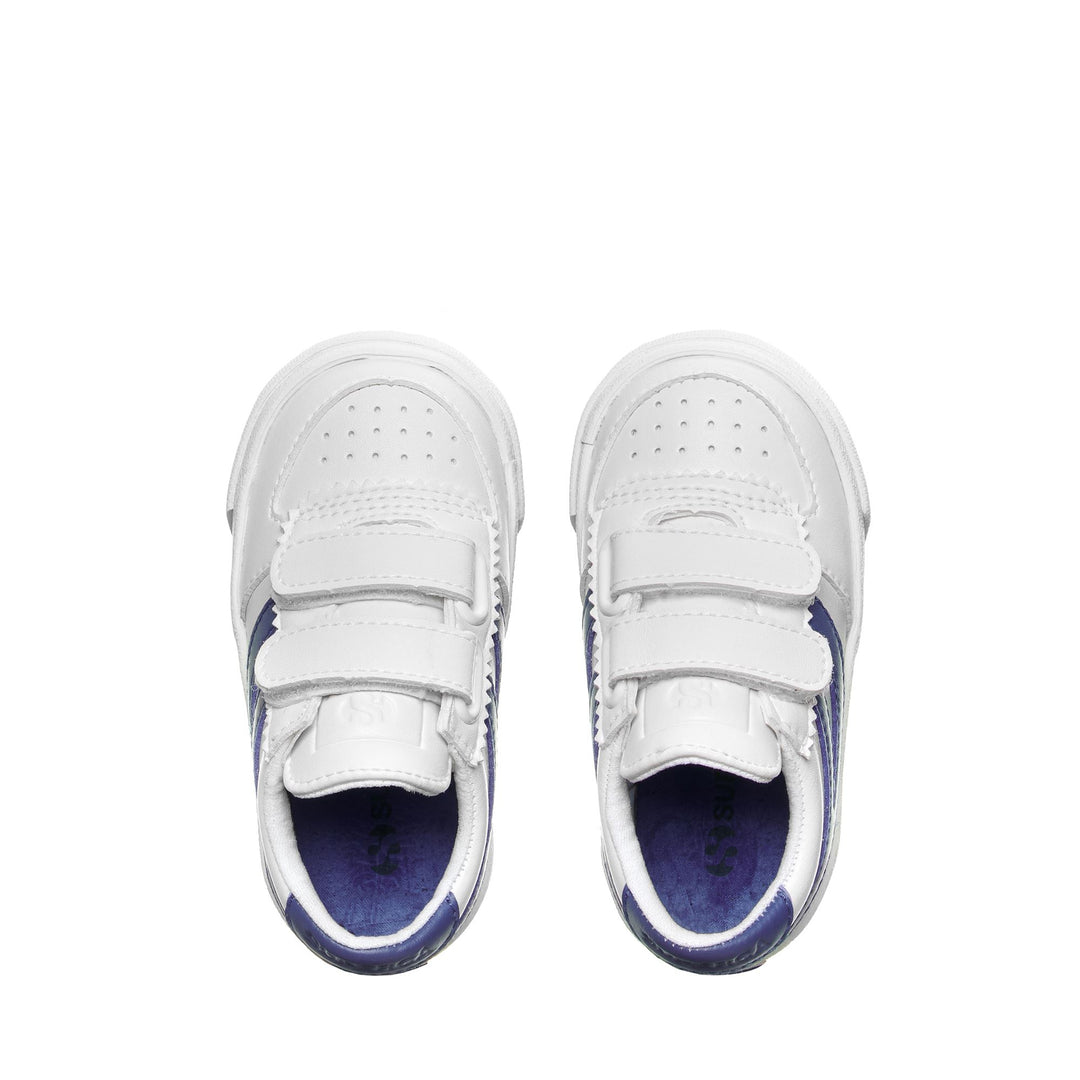 Kid's White Low Cut Sneakers with Synthetic Upper main