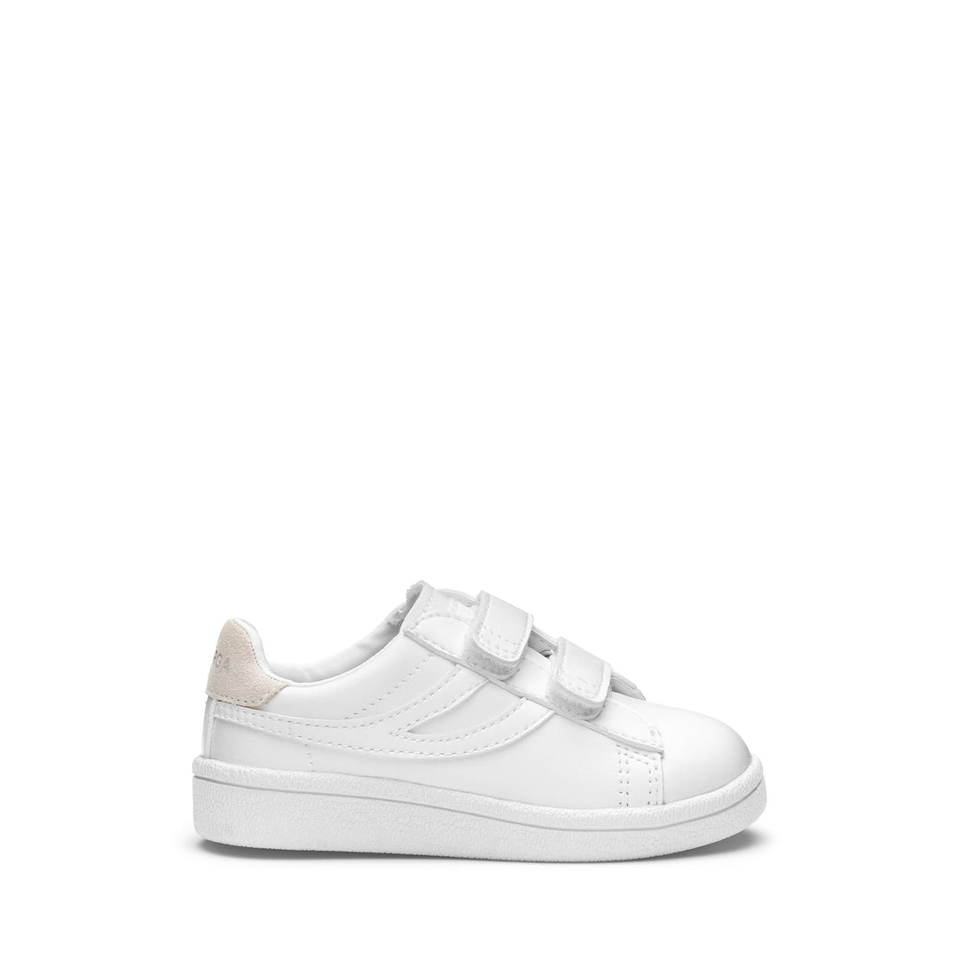 Sneakers basse bianche da bambino con tomaia sintetica 01