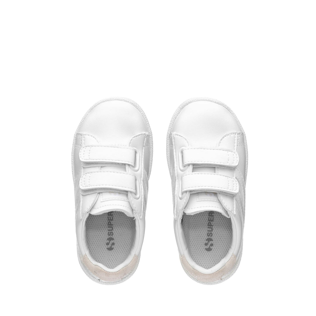 Kid's Total White Low Cut Sneakers with Synthetic Upper main