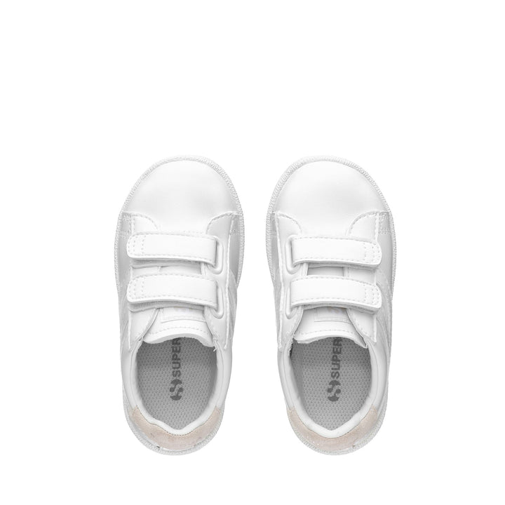 Kid's Total White Low Cut Sneakers with Synthetic Upper 4