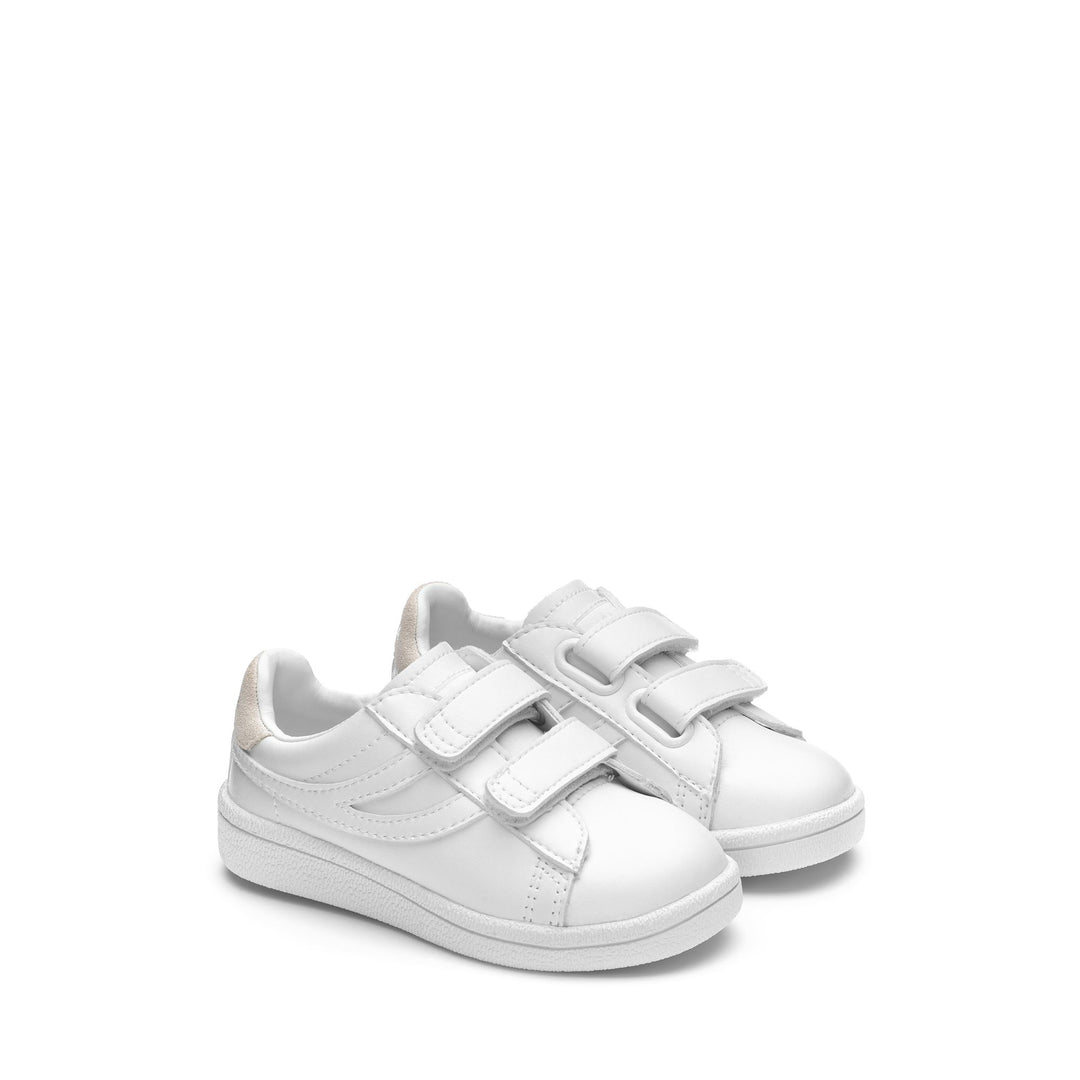 Kid's Total White Low Cut Sneakers with Synthetic Upper main