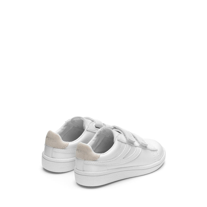 Kid's Total White Low Cut Sneakers with Synthetic Upper 3