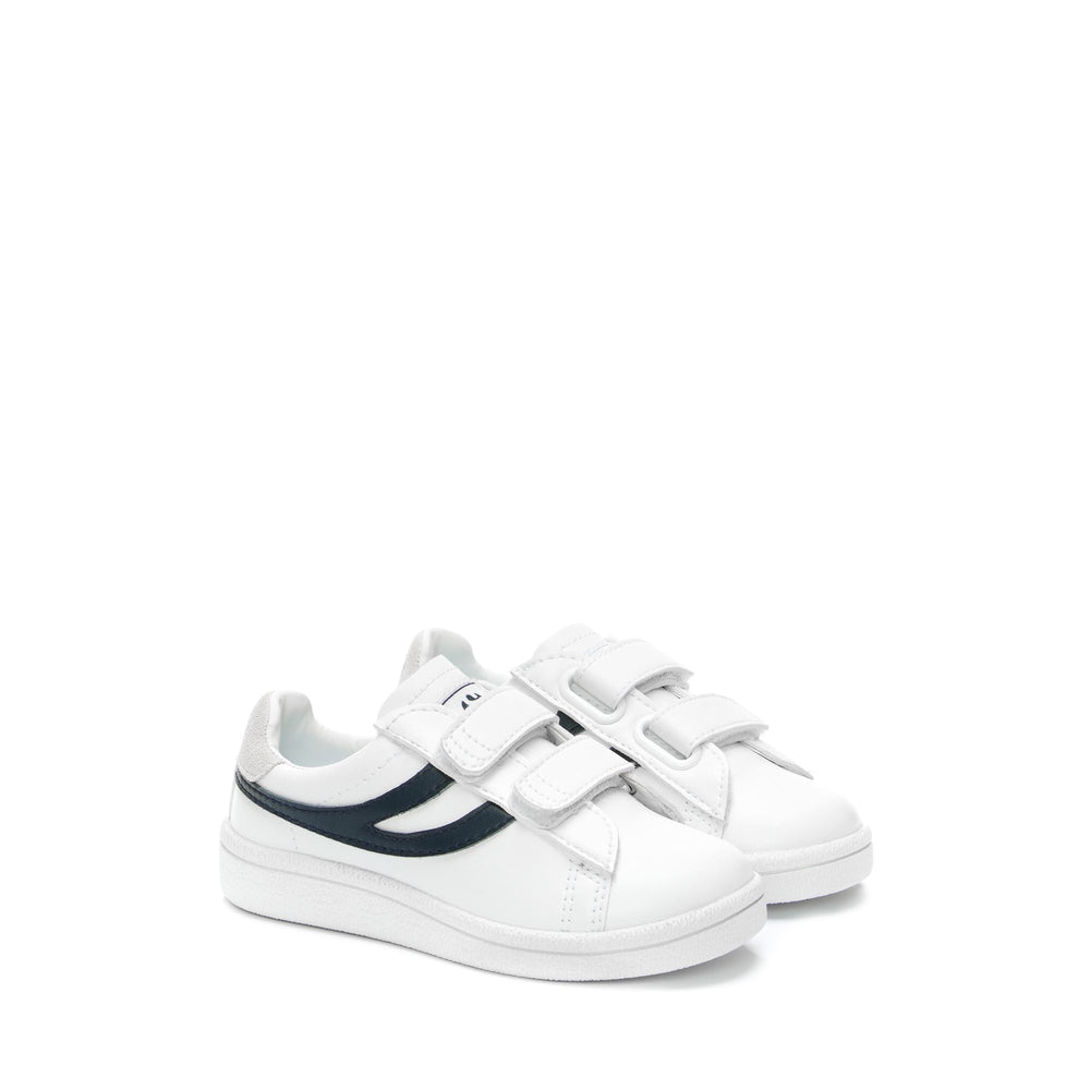 Sneakers basse bianche per bambini con tomaia sintetica 02