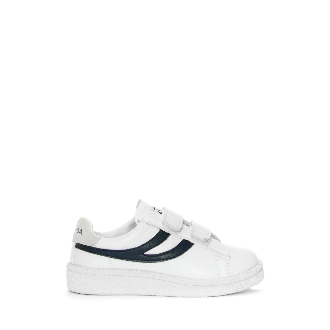 Sneakers basse bianche per bambini con tomaia sintetica 01