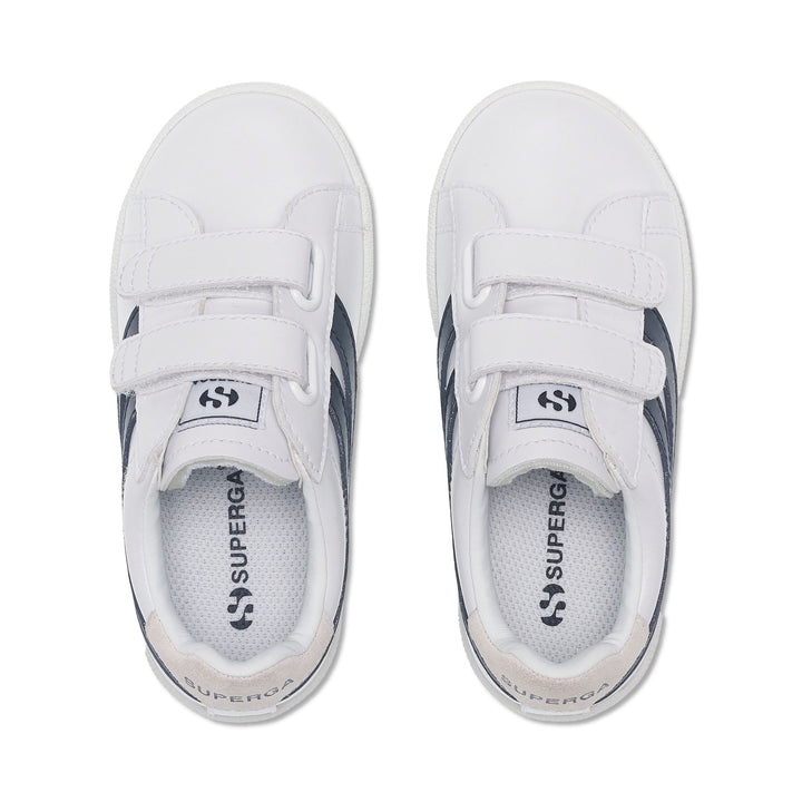 Sneakers Kid unisex 4832 KIDS STRAPS MATCH Low Cut WHITE-BLUE NAVY Dressed Back (jpg Rgb)		
